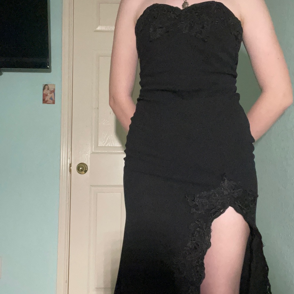 floor length black fashion nova dress
